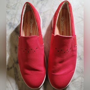 Spenco Women's Waterfront Canvas Red Slip-On Shoes Size 12